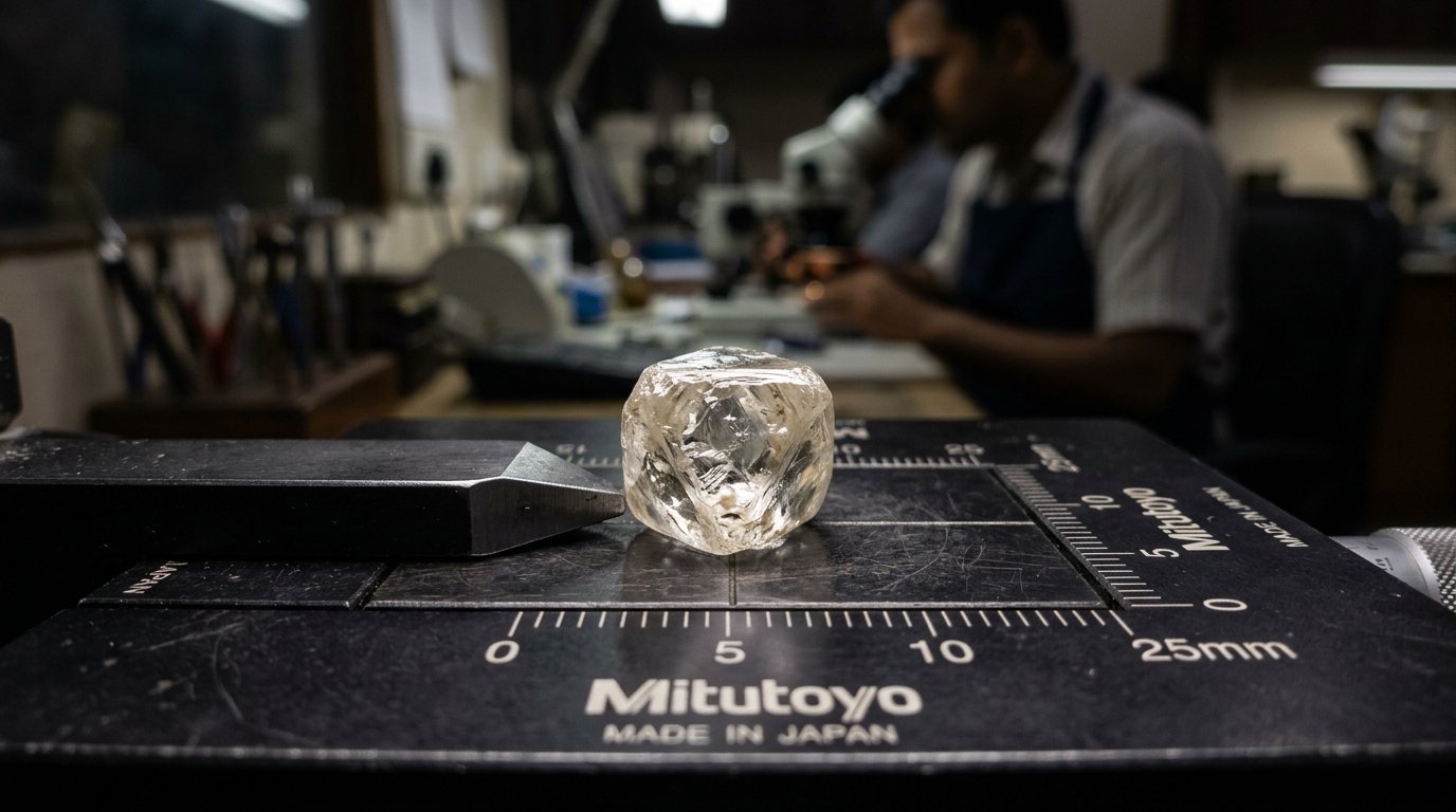 Client rough diamond being analyzed during planning phase